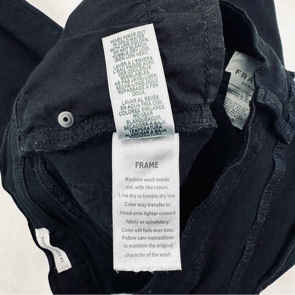 Frame Le Skinny De Jeanne Raw Stagger Mid Rise Cropped Skinny Jeans Film Noir - Picture 8 of 13